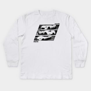 Mazda Miata MX-5 ND Black 'N White Archive 2 Kids Long Sleeve T-Shirt